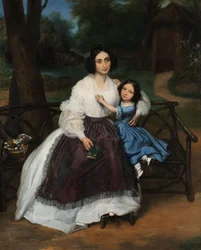 Biedermeier-Porträt einer jungen Frau mit Tochter